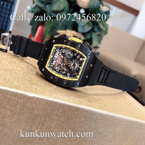 Đồng Hồ Nam Richard Miller -  Dây Cao Su Đen Vỏ Đen - Automatic - 42mm