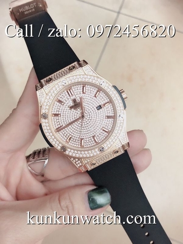 Đồng Hồ Nam Hublot HLCS041 - Automatic - Dây Cao Su Đen Vỏ Vàng Hồng -  43mm