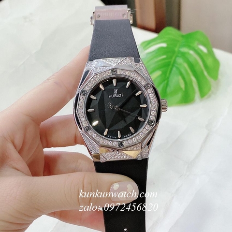 Đồng Hồ Nam Hublot Geneve Automatic Đính Pha Lê Nền Mặt Số Phá Cách 44mm