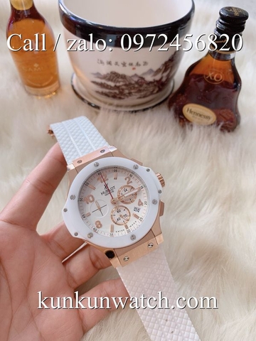 Đồng Hồ Nam Hublot HLS0493 - Quartz - Dây Cao Su Trắng Vỏ Bạc -  41mm