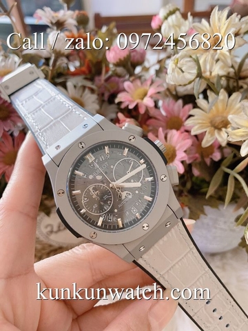 Đồng Hồ Nam Hublot HLD052 - Quartz - Dây Da Xám Nhạt -  42mm
