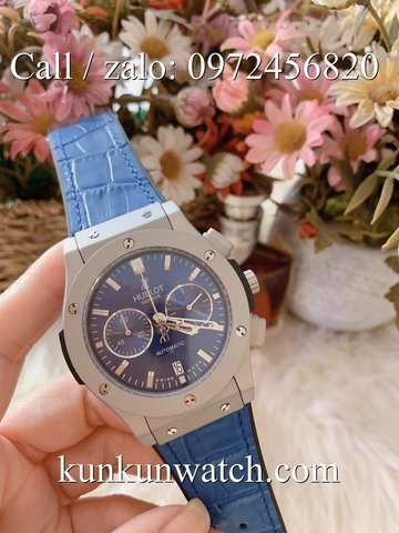 Đồng Hồ Nam Hublot HLD036 - Quartz - Dây Da Xanh  -  42mm