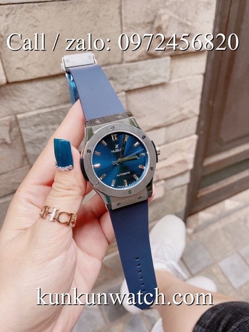 Đồng Hồ Nam Hublot HLCS014 - Automatic - Dây Cao Su Xanh Vỏ Bạc -  42mm