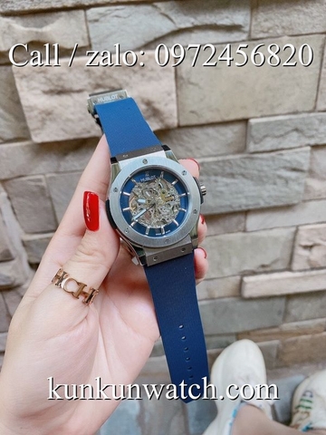 Đồng Hồ Nam Hublot HLCS024 - Automatic - Dây Cao Su Xanh Vỏ Bạc -  42mm