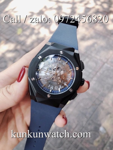 Đồng Hồ Nam HUBLOT HLS025 - Quartz - Dây Cao Su Xanh Vỏ Đen -  42mm