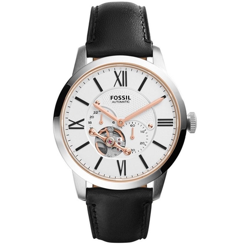 Đồng Hồ Nam Fossil ME3104 Automatic Lộ Cơ Mốc 7 Giờ Dây Da 44mm