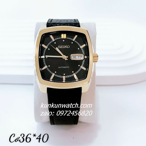 Đồng Hồ Nam Seiko Recraft Automatic Đen Mặt Vuông Gold 36 x 40mm