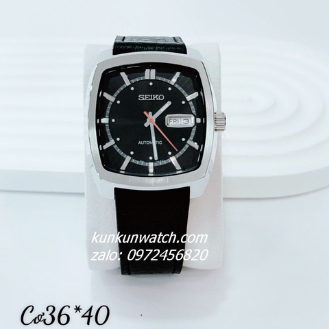 Đồng Hồ Nam Seiko Recraft Automatic Đen Vuông  Silver 36 x 40mm