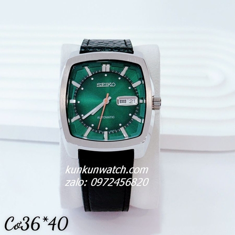 Đồng Hồ Nam Seiko Recraft Automatic Đen Mặt Xanh Lá Silver 36 x 40mm