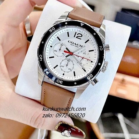 Đồng Hồ Nam Coach Sullivan Sport Chronograph 14602057 Dây Da Nâu Vỏ Silver Mặt 44mm