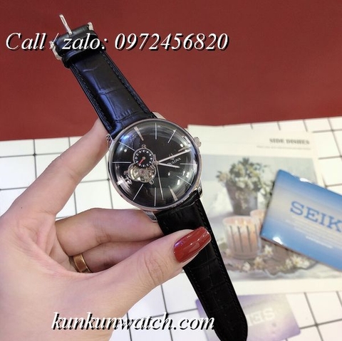 Đồng Hồ Nam Bulova 96A188 - Automatic - Dây Da Đen Mặt Đen ( Vạch Chỉ Giờ Trắng ) -  41mm