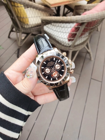 Đồng Hồ Nam Rolex  RLCD02 - Automatic -  Dây Da Đen  -  44mm