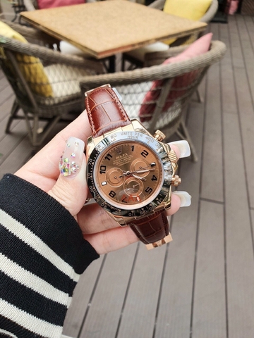 Đồng Hồ Nam Rolex  RLCD03 - Automatic -  Dây Da Nâu  -  44mm