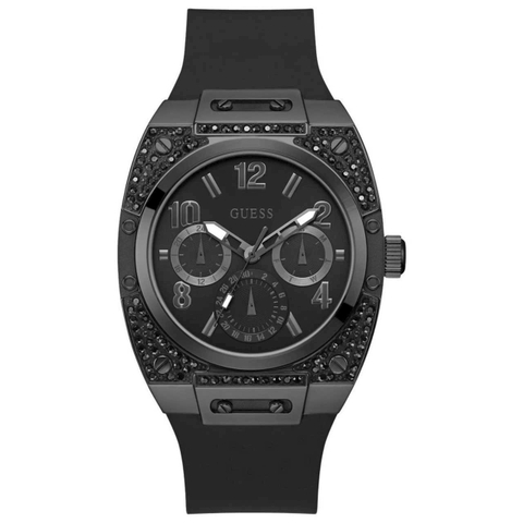 Đồng Hồ Nam Guess GW0623G3 Vỏ Black Đính Đá Dây Silicone Đen 43mm