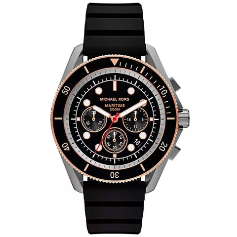 Đồng Hồ Nam Michael Kors Maritime Black MK9206 Chronograph Dây Silicone 45mm