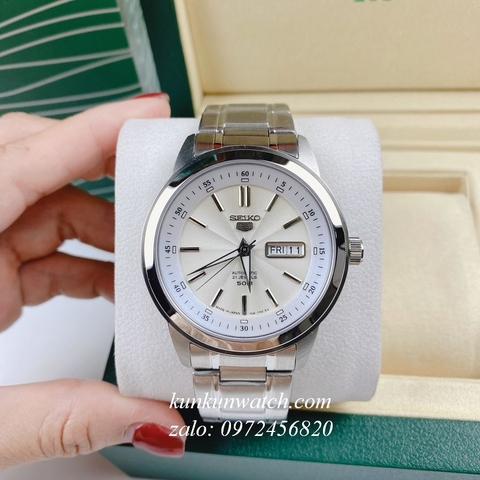 Đồng Hồ Nam Seiko 5 Automatic 2 Lịch Bạc Mặt Trắng 42mm