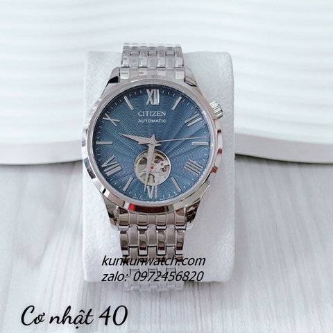 Đồng Hồ Nam Citizen Skeleton Automatic Silver Mặt Xanh Lam 40mm