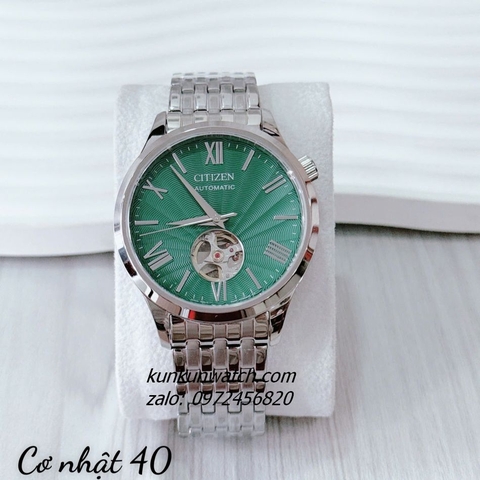 Đồng Hồ Nam Citizen Skeleton Automatic Silver Mặt Xanh Lục 40mm