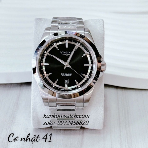 Đồng Hồ Nam Longines Conquest Automatic Silver Mặt Đen 41mm