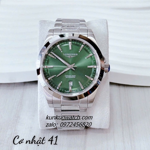 Đồng Hồ Nam Longines Conquest Automatic Silver Mặt Xanh Lá 41mm