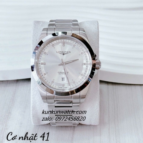 Đồng Hồ Nam Longines Conquest Automatic Đính Đá Silver 41mm