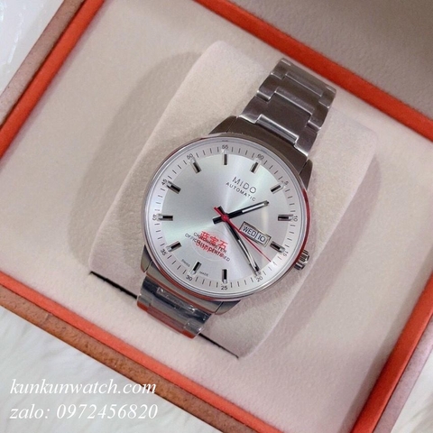 Đồng Hồ Nam Mido Automatic Lịch Thứ, Ngày - Bạc Mặt Trắng - 40mm