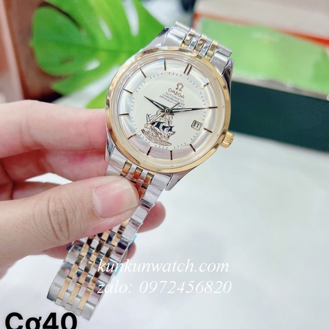 Đồng Hồ Nam Omega Automatic Thuyền Buồm Demi Mặt Trắng 40mm