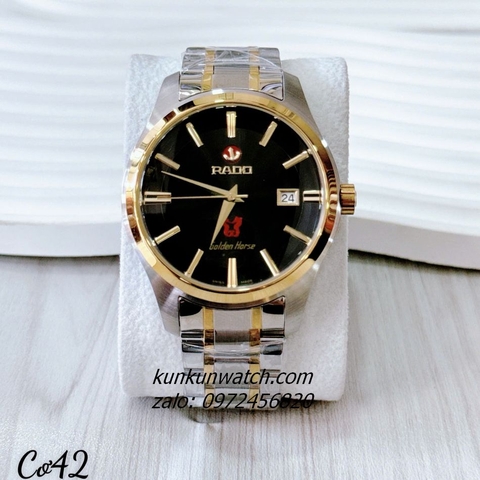 Đồng Hồ Nam Rado Golden Horse Mỏ Neo Demi Mặt Đen 42mm