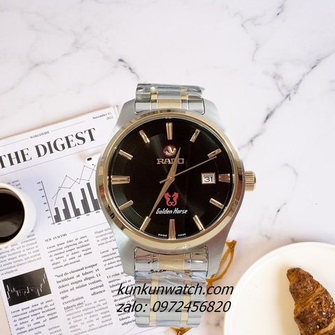 Đồng Hồ Nam Rado Golden Horse Mỏ Neo Demi Mặt Đen 42mm