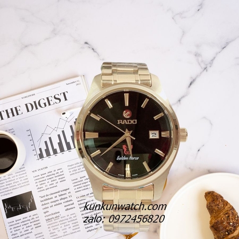 Đồng Hồ Nam Rado Golden Horse Mỏ Neo Gold Mặt Đen 42mm