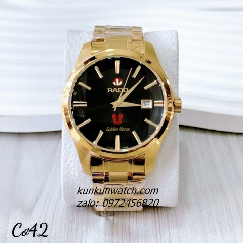 Đồng Hồ Nam Rado Golden Horse Mỏ Neo Gold Mặt Đen 42mm