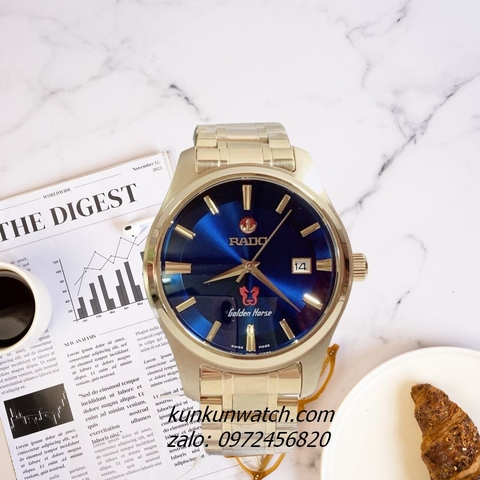 Đồng Hồ Nam Rado Golden Horse Mỏ Neo Gold Mặt Xanh 42mm