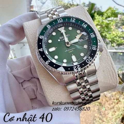 Đồng Hồ Nam Seiko 5 Sports SKX GMT Automatic Silver Mặt Xanh Rêu 40mm