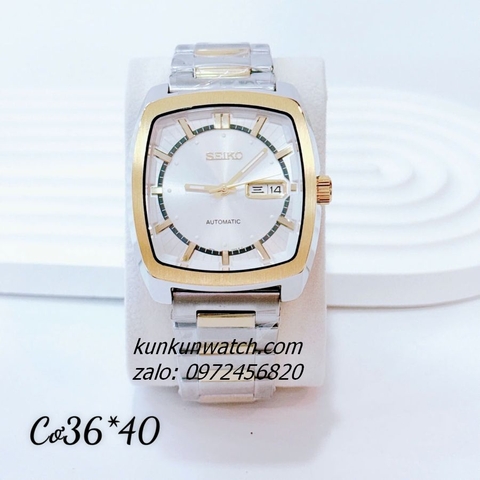 Đồng Hồ Nam Seiko Recraft Automatic Demi Mặt Trắng Vuông 36 x 40mm