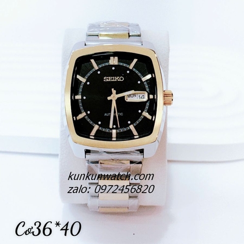 Đồng Hồ Nam Seiko Recraft Automatic Demi Mặt Đen Vuông 36 x 40mm