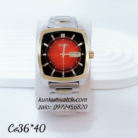 Đồng Hồ Nam Seiko Recraft Automatic Demi Mặt Đỏ Vuông 36 x 40mm