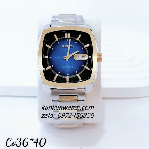 Đồng Hồ Nam Seiko Recraft Automatic Demi Mặt Xanh Dương Vuông 36 x 40mm