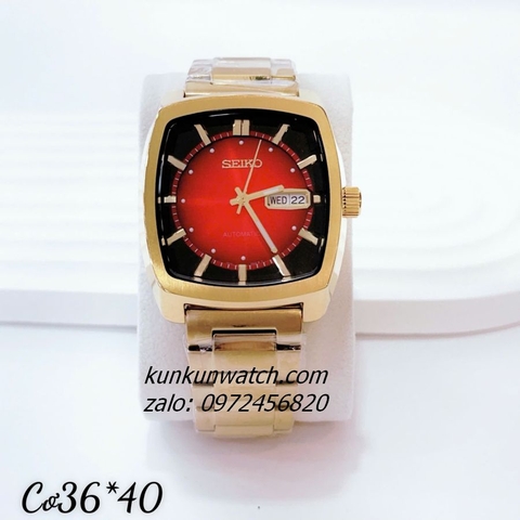 Đồng Hồ Nam Seiko Recraft Automatic Gold Red Mặt Vuông 36 x 40mm