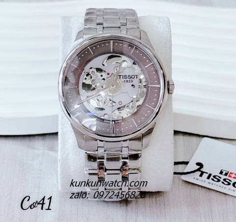 Đồng Hồ Nam Tissot 1853 Automatic Lộ Cơ Silver Mặt Xám 41mm