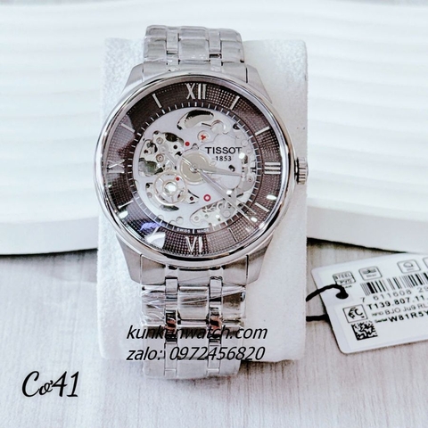 Đồng Hồ Nam Tissot 1853 Automatic Lộ Cơ La Mã Silver Mặt Xám 41mm