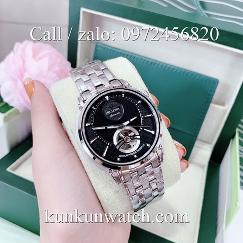Đồng Hồ Nam Bulova 96A199 - Automatic - Dây Kim Loại ( Bạc Mặt Đen ) -  41mm