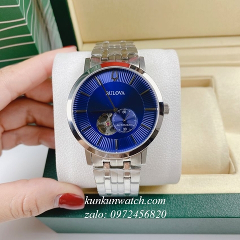 Đồng Hồ Nam Bulova Clipper Automatic Lộ Cơ Bạc Mặt Xanh 40mm