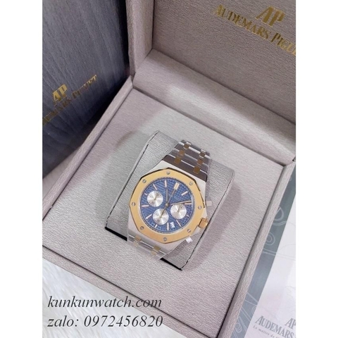Đồng Hồ Nam Audemars Piguet Royal Oak Chronograph - Quartz - Demi Mặt Xanh Trắng - 41mm