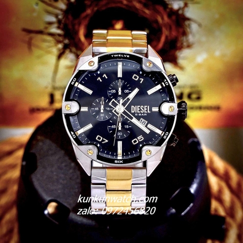 Đồng Hồ Nam Diesel Spiked DZ4627 Chronograph Demi Gold 6 Kim 49mm