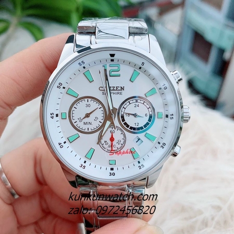 Đồng Hồ Nam Citizen Chronograph 6 Kim Dạ Quang Silver 42mm