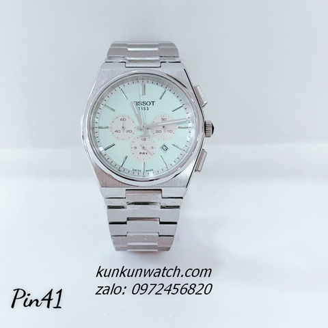 Đồng Hồ Nam Tissot 1853 PRX Chronograph Silver Mặt Xanh Lơ 41mm