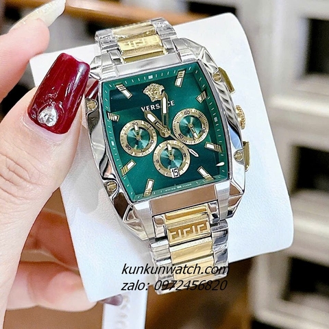 Đồng Hồ Nam Versace Dominus Chronograph 6 Kim Green Demi Gold Mặt Vuông 42 x 49.5mm