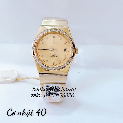 Đồng Hồ Nam Omega Constellation Automatic Đính Đá Gold 40mm