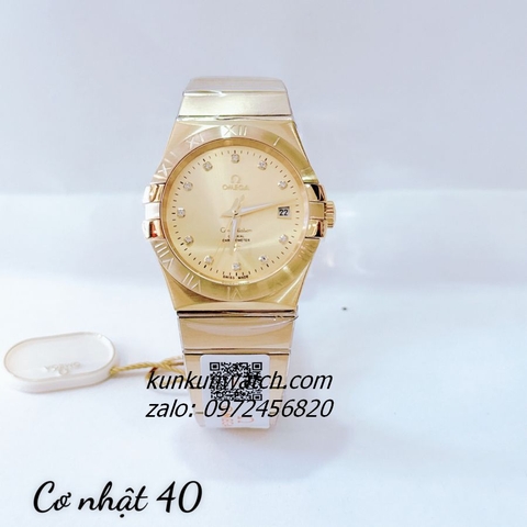 Đồng Hồ Nam Omega Constellation Automatic Niềng Số La Mã Gold 40mm