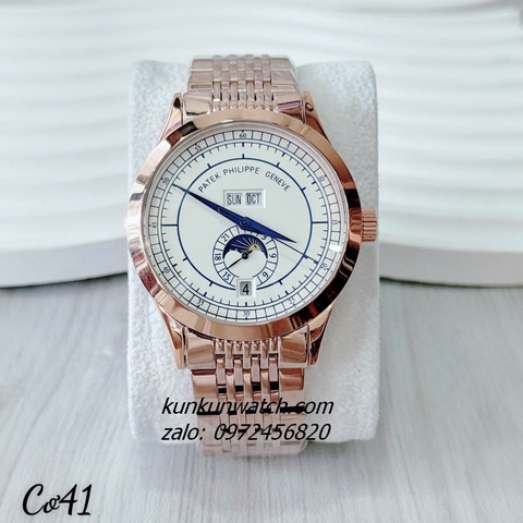 Đồng Hồ Nam Patek Philippe Automatic Đánh Dấu Phút, 4 Lịch Vỏ Rose Gold 41mm